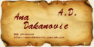 Ana Dakanović vizit kartica
